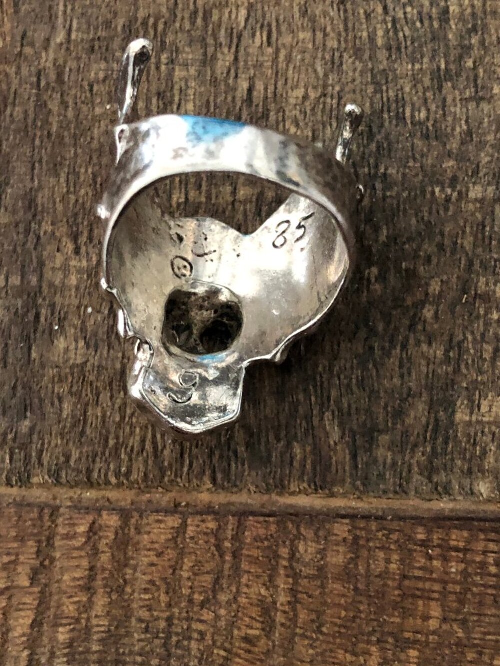 Vintage Unisex Silver Toned Motor Cycles Skull Ring - Picture 11 of 13